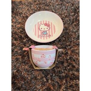 Kawaii Hello Kitty Strawberry Milk Tea Ramen Bowl Dish Set